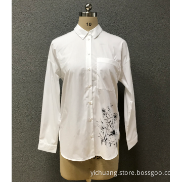 women's white print shirt